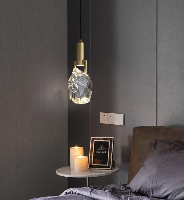 All-copper Original Stone Crystal Bedroom Bedside Small Chandelier Decorative Chandelier