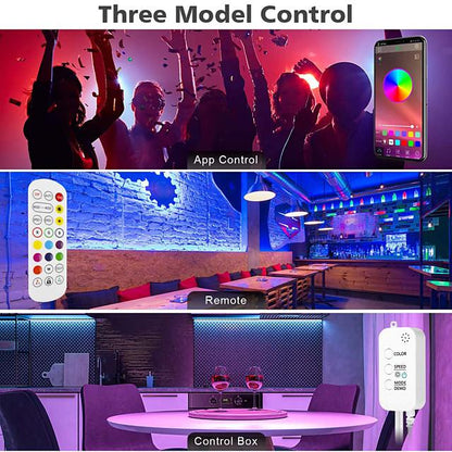 5M 10M 15M 20M RGB LED Strip Lights Music Sync 12V Waterproof LED Strip 30LED/M 5050 SMD Color Changing LED Light with Bluetooth Controller and Adapter for Bedroom Home TV Back Light DIY Deco