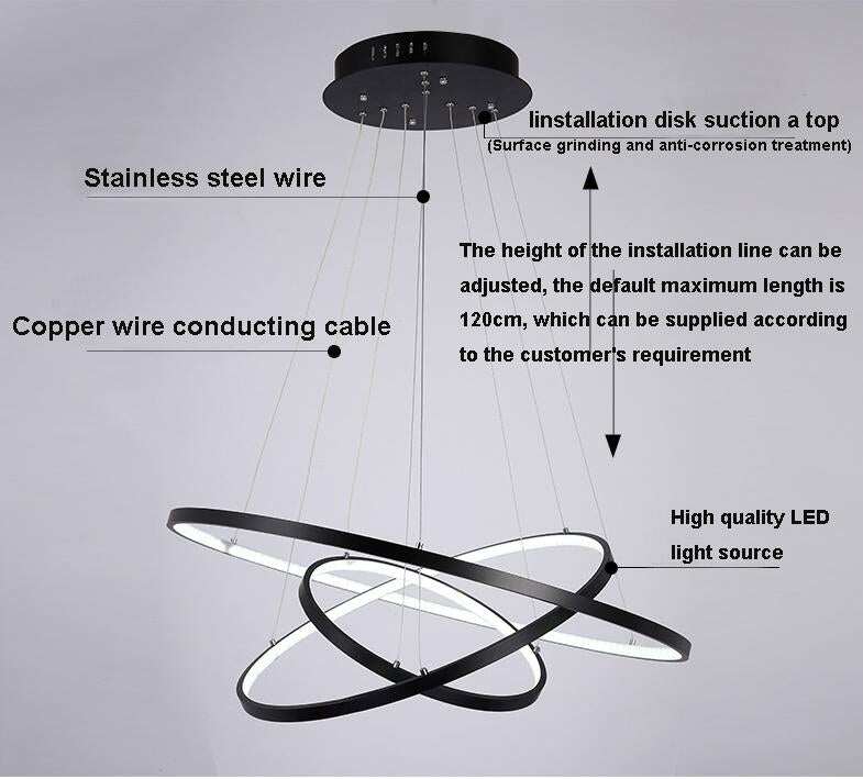 Modern Pendant Lights 4/3/2/1 Circle Rings Acrylic Aluminum LED Pendant Lamp for Living Room Dining Room