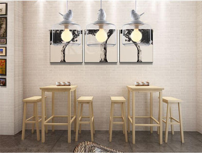 Lanterns Restaurant Droplight Nordic Bird Droplight Creative Personality Retro Chandeliers Modern Glass Pendant Lamp With Bulb