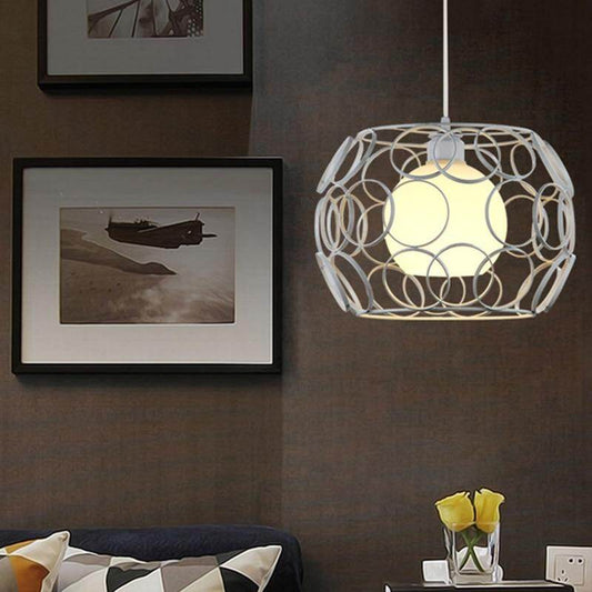 Modern Iron Painted Minimalist Corrugated Lampshade Pendant Lamp E27 LED Pendant Light For Living Room Bedroom Hallway Cafe