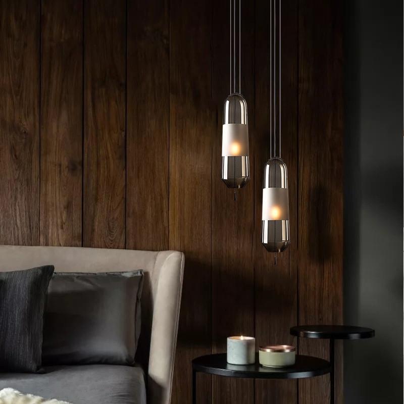 Nordic Creative Bedroom Bedside Lamp Glass Small Single Head Chandelier