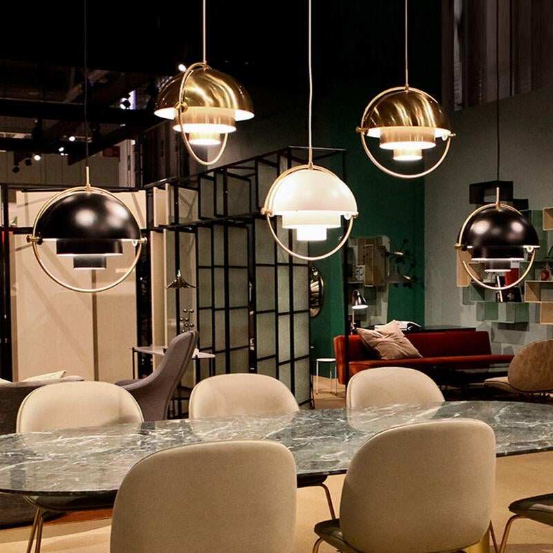 Modern Design Simple Semicircle Copper Color Rotatable Pendant Lights Cafe Restaurant Study Living Room Decoration Pendant Lamps