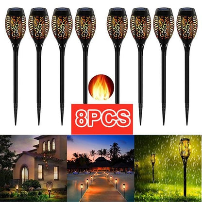 LED Solar Flame Torch Lamp Outdoor Lights Solar Garden Light Flickering Lamp Courtyard Balcony Lawn Path Spotlight ping