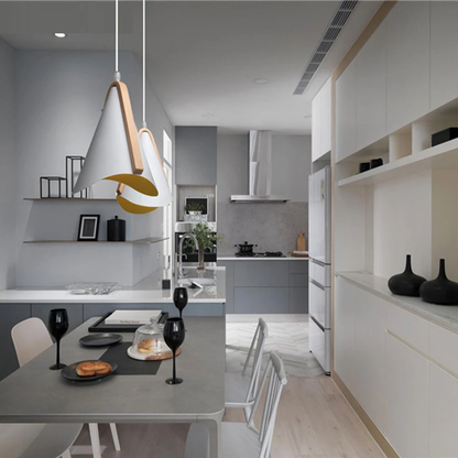 Nordic Pendant Light Wood Grain Modern Minimalist Creative Wrought  White Iron Lampshade  Lighting E27 Lamp Holder 1.2 m Wire