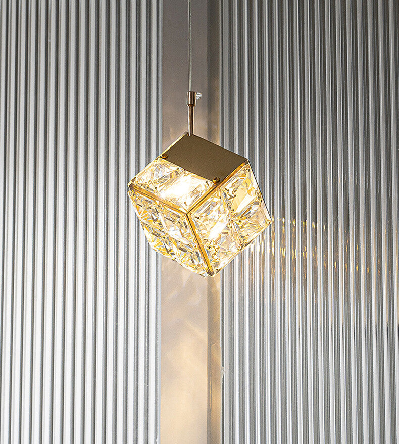 Light Luxury French Modern Crystal Bedroom Headboard Long Chandelier Dandelion Dining Room Bedroom Atmosphere Water Cube Lamp