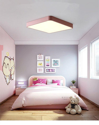 Modern LED Ceiling Light Ultra-thin Colorful Square  Iron Acrylic Kitchen Bedroom Indoor Dustproof Lighting Fixture