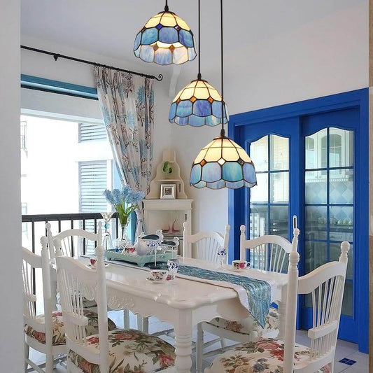 Pastoral Loft Modern Blue Glass Pendant Light LED E27 Art Deco Vintage Hanging Lamp For Living Room Bedroom Kitchen Restaurant