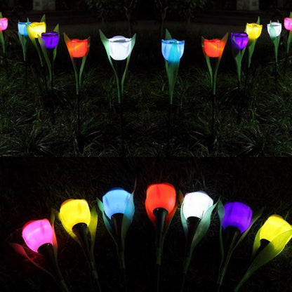 8 Colors Hot Sale Outdoor Garden Solar LED Light Solar Powered LED Tulip Home Lawn Lamp Landscape Night Flower Lamp 1Pc