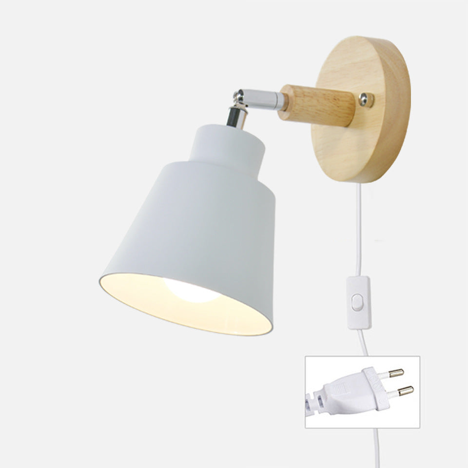 Nordic Wall light Indoor DIY E27 Wooden 6 Colors EU/UL Plug 350° Wall lamps
