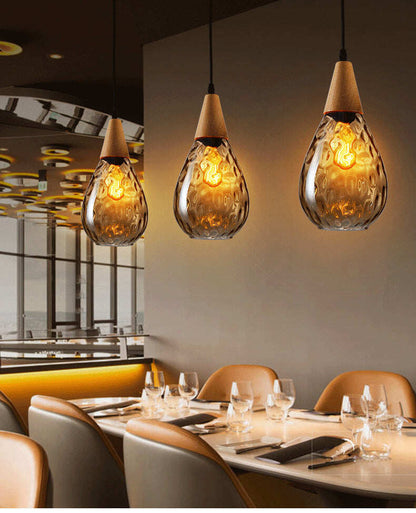 Living Room Bar Solid Wood Lighting Simple Creative Personality Single Glass Chandelier