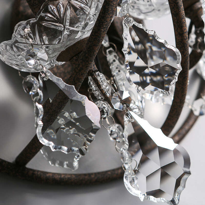 Retro Crystal Wall Lamp Double Iron Creative Bar Restaurant Coffee Shop Wall Lamp