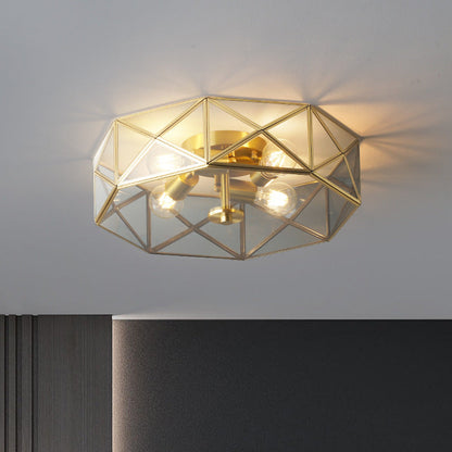 Nordic Simple Room Living Room Copper Round Ceiling Lamp