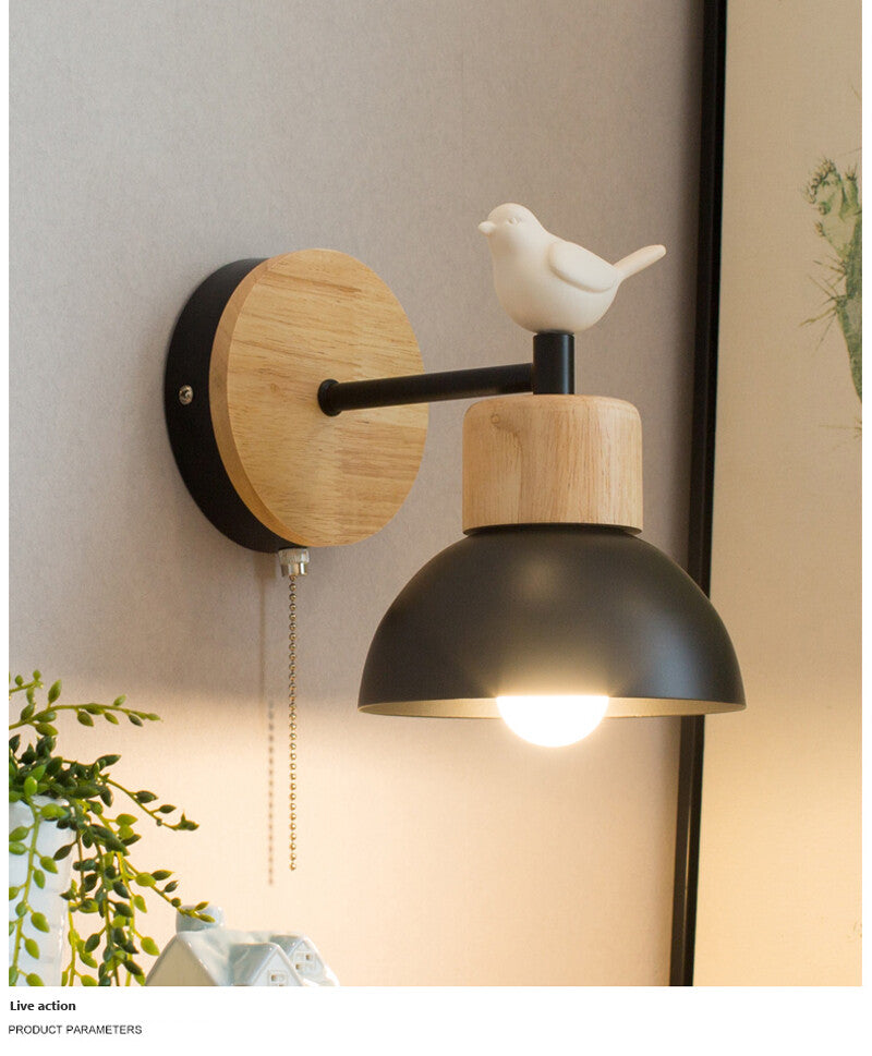 Nordic Creative Wall Lamp LED Wood Lighting Fixture For Living Room Eye Protection Bedside Home Decor Lighting