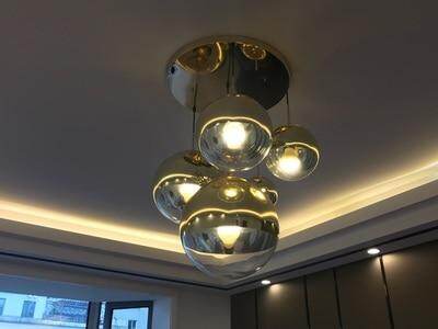 LukLoy Modern Mirror Glass Ball Pendant Light Copper Silver Gold Globe Loft Hanglamp Modern Lamp Kitchen Light Fixture