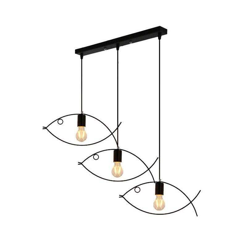 Nordic minimalist retro clothing store creative personality small fish chandelier bar restaurant wrought iron single three head