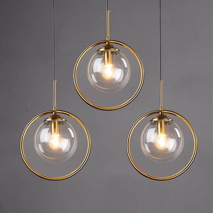 Nordic Gold Iron Chandelier Creative Post Modern Simple Bedroom Bedside Bar Coffee Restaurant Glass Ball Chandelier
