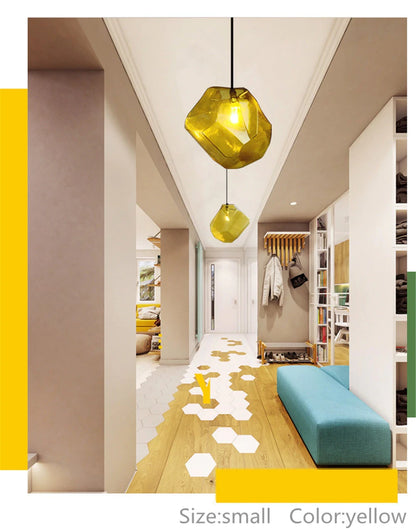 Simple Stone glass pendant light colorful indoor G4 LED lamp The restaurant dining room bar cafe shop lighting Fixture