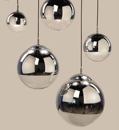 Modern Pendant Lights Silver Mirror Ball Hanglamp Globe Glass Led Lamp Kitchen Living Room Bedroom Home Suspension Luminaire