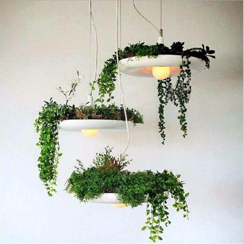 Modern Pendant Light Flower Pots Babylon Potted Plant Suspension Lamp For Growing Herbs Succulents Balcony Hanging Lamp