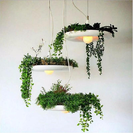 Modern Pendant Light Flower Pots Babylon Potted Plant Suspension Lamp For Growing Herbs Succulents Balcony Hanging Lamp