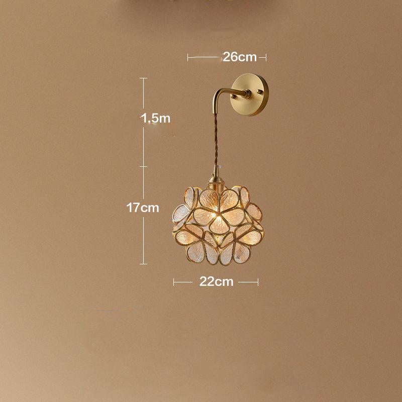 Creative Retro Pure Copper Petal Flower Bedside Bedroom Copper Wall Lamp House Coffee Shop Japanese Corridor Aisle Lamp