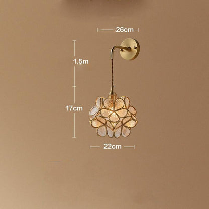 Creative Retro Pure Copper Petal Flower Bedside Bedroom Copper Wall Lamp House Coffee Shop Japanese Corridor Aisle Lamp
