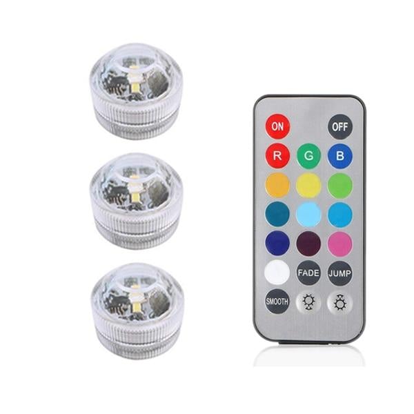 Battery Powered RGB Submersible LED Light IP68 Waterproof Underwater Led Light Night Lamp for Fish Tank Pond Wedding Party Light