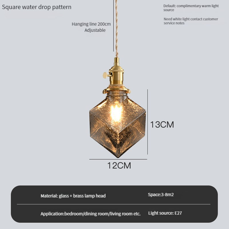Vintage Edison Switch Pendant Light Crystal Glass Shade Loft Bar Hanging Ceiling Lamp For Kitchen Dining Room Bedroom Chandelier
