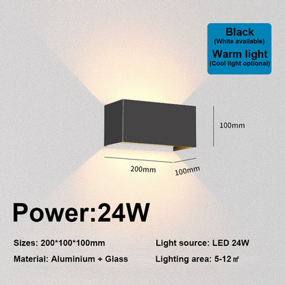 Nordic Modern Wall Light 12W 24W IP65 Waterproof LED Lamps Indoor Outdoor Wall Porch Bedroom Wall Lamp