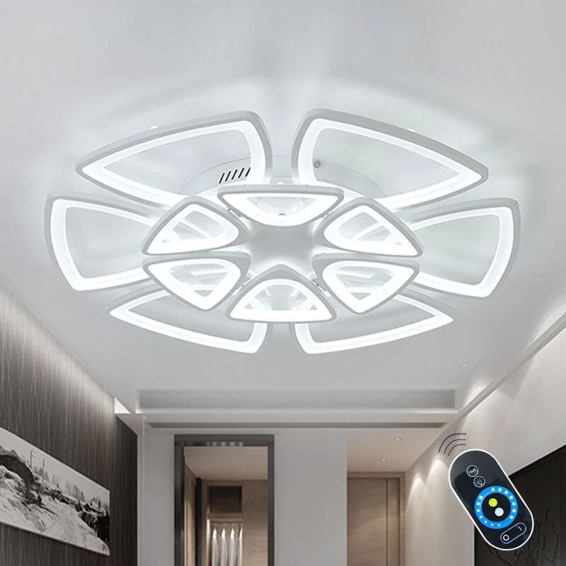 Black Modern Ceiling Lights Fixtures For Dining Living Room Acrylic Lampshade Bedroom Lamp Body Matt White Space 10-30 Meters