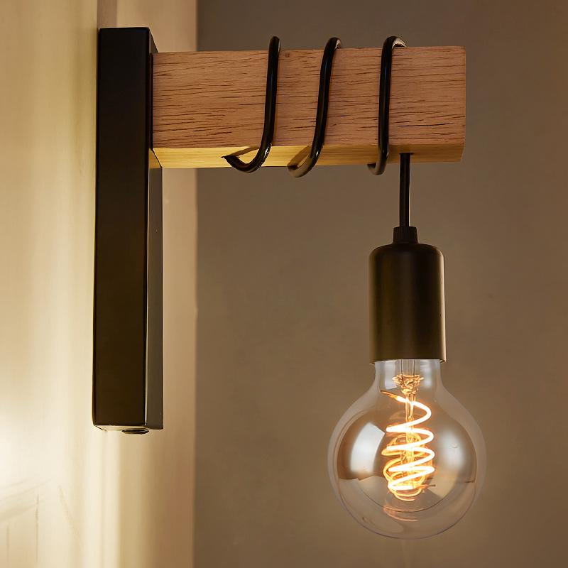 Retro Bedside Wall Lamp Wooden Wall Lamp