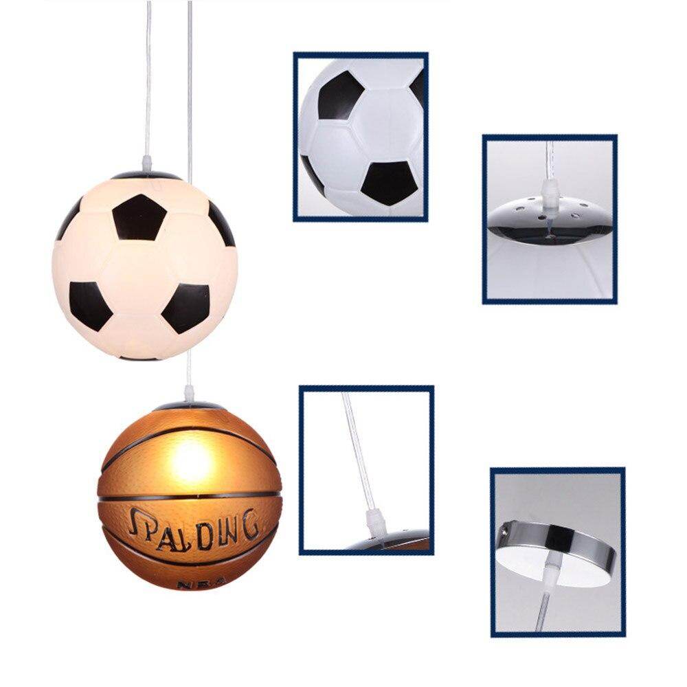 Modern Football Basketball Globe Glass Ball Pendant Lights Led Sport Hanging Lamps Children's Room Bedroom Indoor Lighting Decor