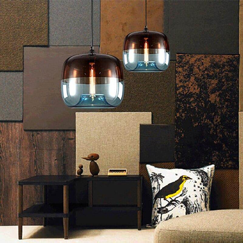 Modern Nordic Art Deco Colorful Hanging Glass Pendant Lamp Lights Fixtures E27 LED For Kitchen Restaurant Living Room Bedroom