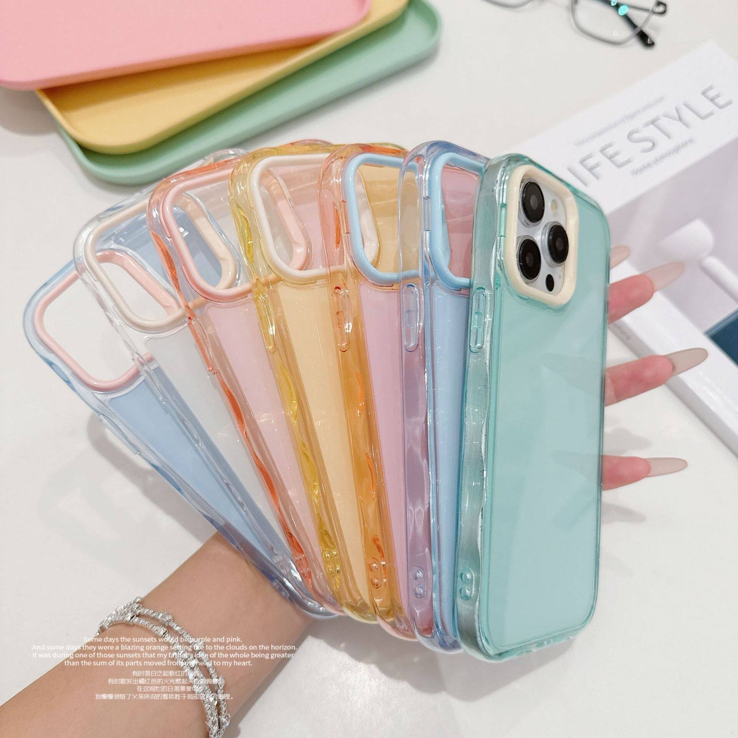 Jelly Candy Wave Silicone Phone Cases for iPhone 16 15 14 Plus 13 12 11 Pro Max Soft Bumper Shocckproof Transparent Phone Cover