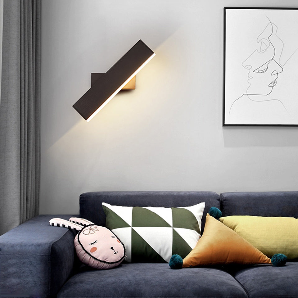 Wooden modern led wall lights bedside wall lamp wall sconce black bedroom Nordic steering head for living room ZBD0027