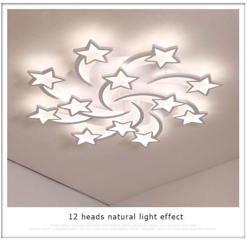 Modern led chandelier art deco  room indoor lamp white star for living room dining room bedroom kid's room kitchen remote