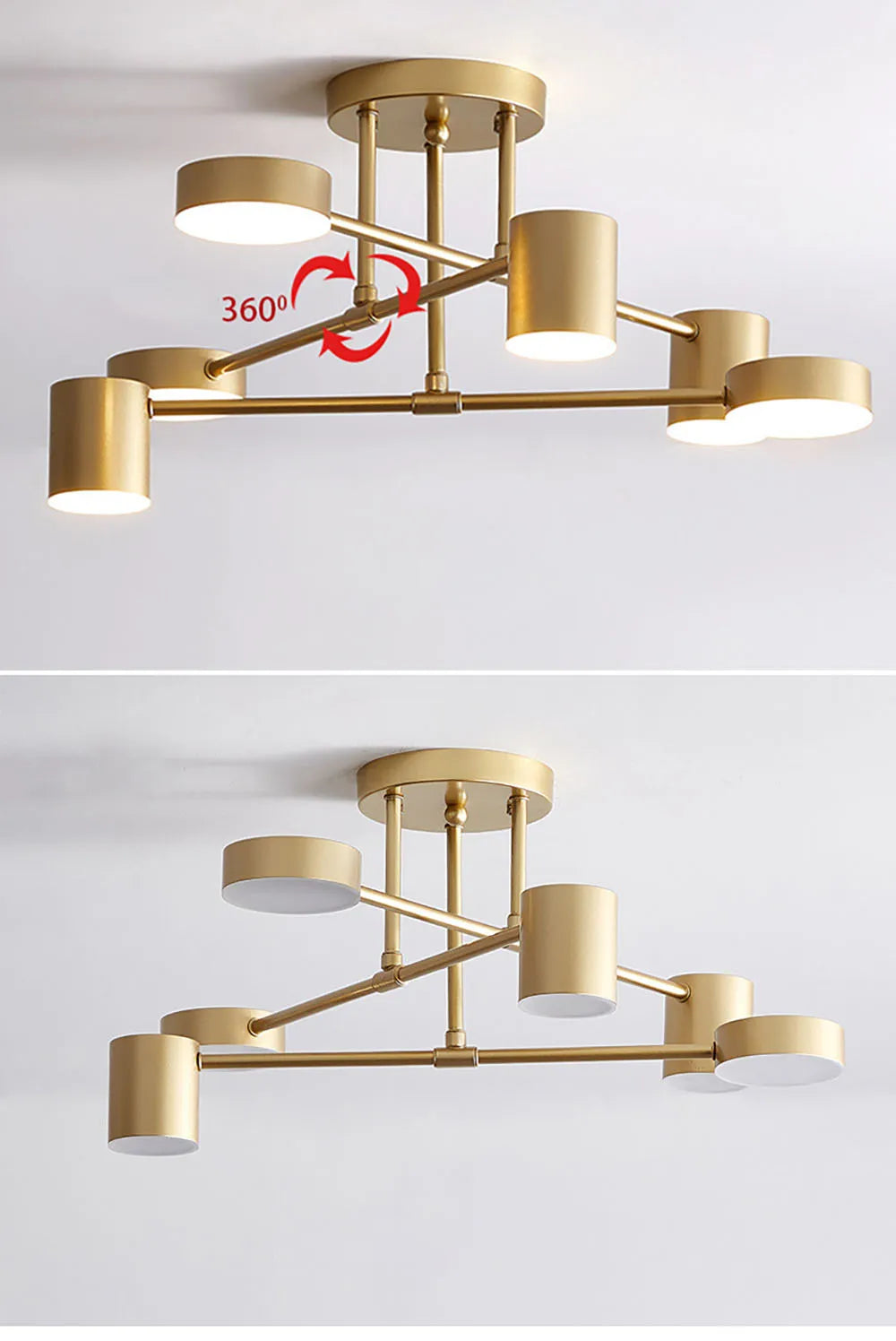 Modern LED Ceiling Chandelier 6 Heads Hanging Lamp Gold Black  For Dining Room Living Rooms Bedroom Hall Home