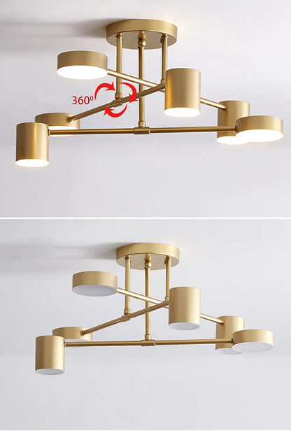 Modern LED Ceiling Chandelier 6 Heads Hanging Lamp Gold Black  For Dining Room Living Rooms Bedroom Hall Home