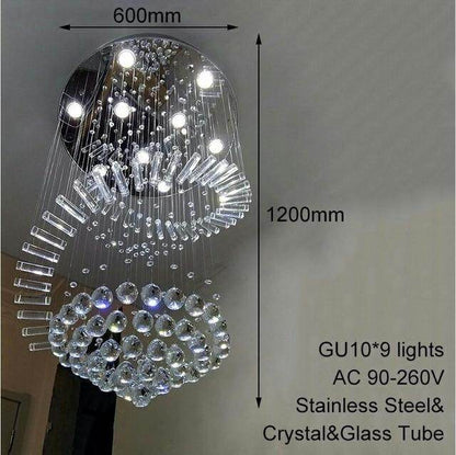 Modern Crystal Loft Traditional Chandelier Art Deco With GU10 9 Lights For Living Room Bedroom Hotel Lobby Restaurant Store Bar