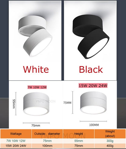 Rotatable Surface Mounted Dimmable LED Downlight Anti Glare AC85-290V Ceiling Spotlight Lamp