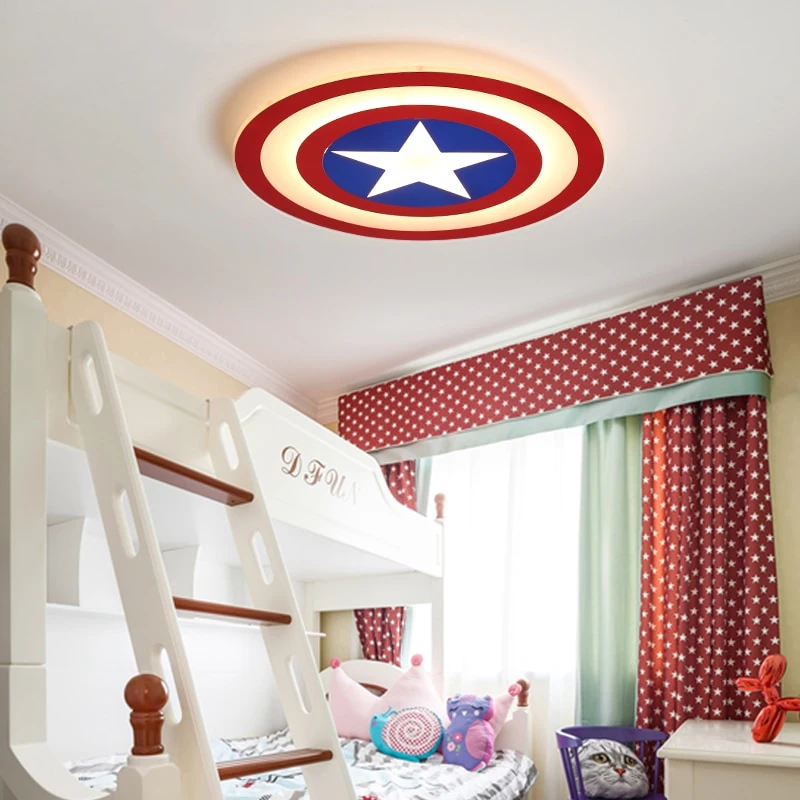 Kids LED Ceiling Lights Captain America With Remote Control For Bedoom Study Room Acrylic Lamp Lamparas De Techo Abajur