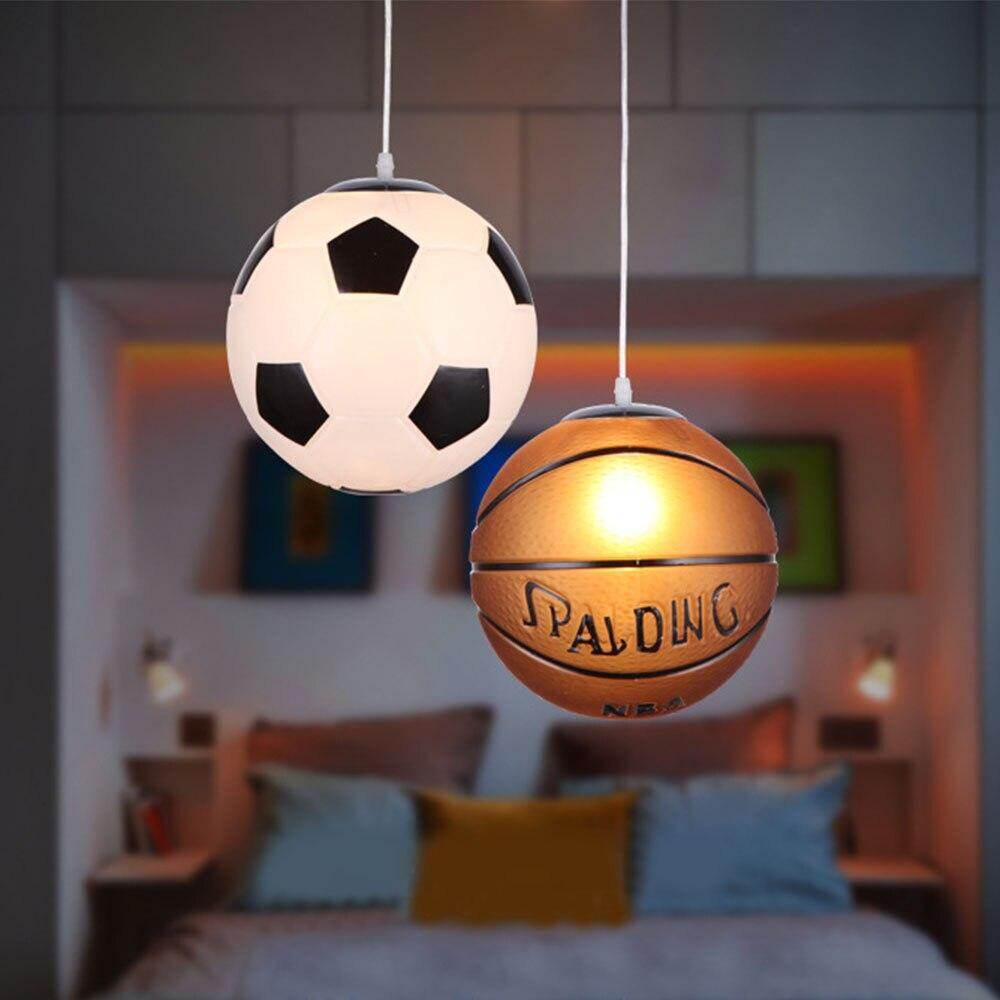 Modern Football Basketball Globe Glass Ball Pendant Lights Led Sport Hanging Lamps Children's Room Bedroom Indoor Lighting Decor
