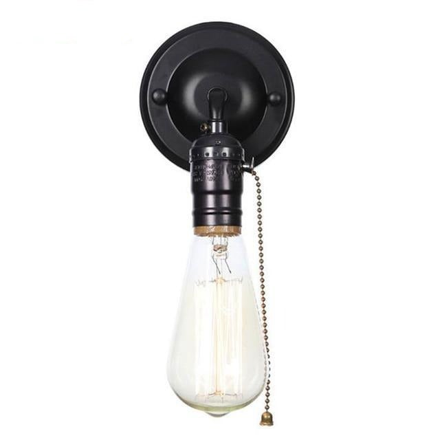 Pull chain switch scones led wall lights Chrome loft style retro vintage iron bedroom wall lamp bedside lampen stair wandlamp