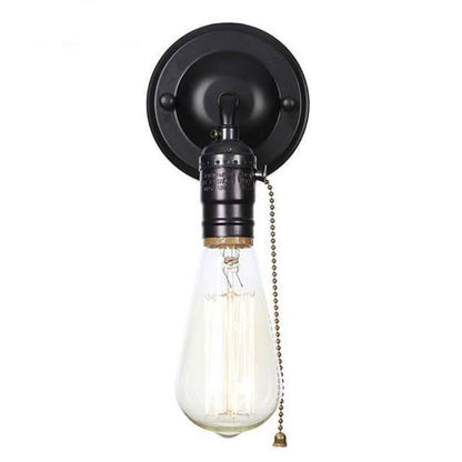 Pull chain switch scones led wall lights Chrome loft style retro vintage iron bedroom wall lamp bedside lampen stair wandlamp