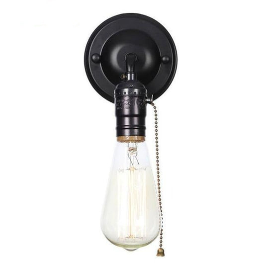 Pull chain switch scones led wall lights Chrome loft style retro vintage iron bedroom wall lamp bedside lampen stair wandlamp