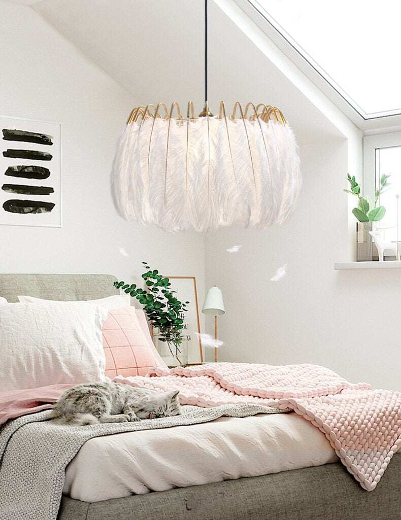 Feather Lamp Modern Nordic  Fairy Feather Chandelier Lamp Loft Pendant Lamp Lights Living Suspension Lighting Fixtures