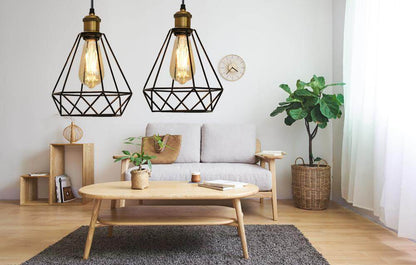 Modern  Industrial Vintage Cage Pendant Light Iron Art Diamond Pyramid Wrought home Ceiling Lamp Suitable for E27 bulbs
