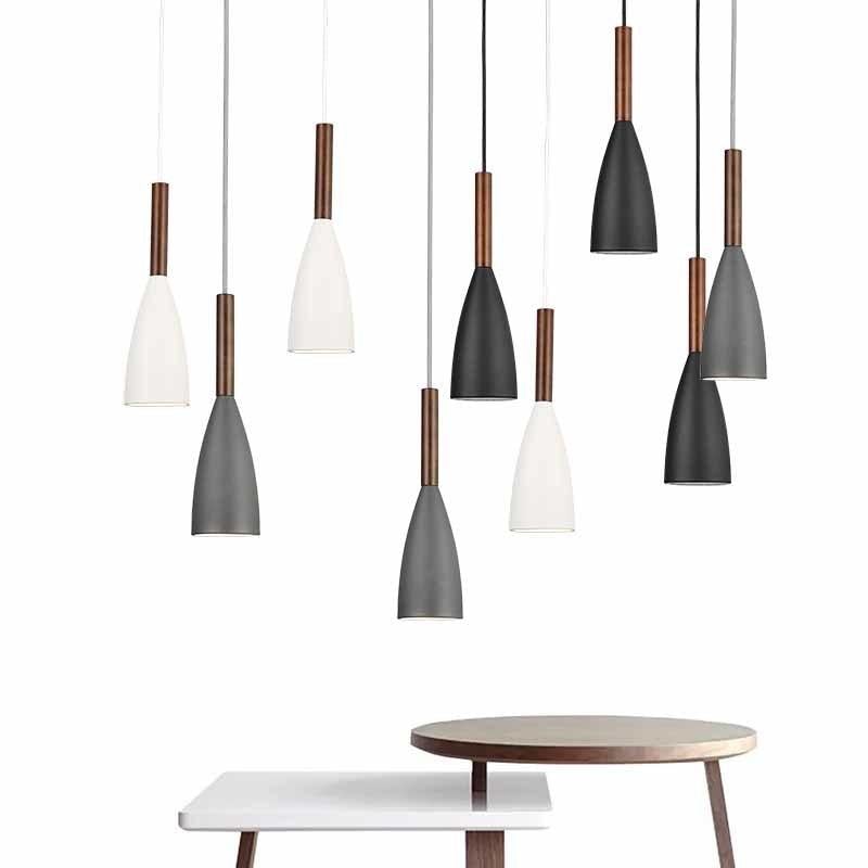 Nordic Minimalism Droplight E27 Aluminum Wood Pendant Lights, Home Restaurant Decor Lighting Lamp And Bar Showcase Spot Light