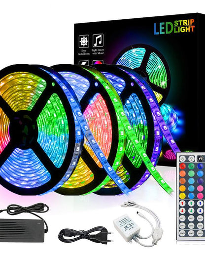 15m 3x5m LED Light Strips RGB Tiktok Lights 5050 SMD 450 Leds 10mm Strip Fexible Light Led Tape not-waterproof DC 12V 450leds with 44key IR Remote Controller Kit